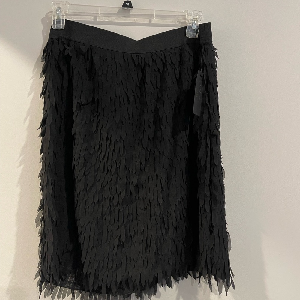 Worthington Elegant Black Feathered Mini Skirt
